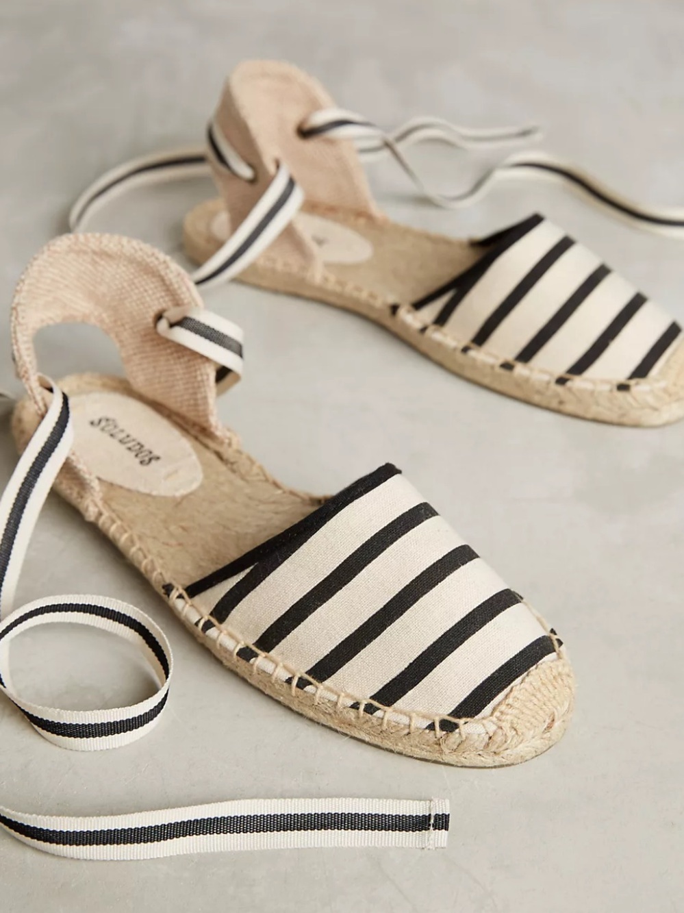 Soludos D'Orsay Espadrilles Anthropologie Striped Lace Up Canvas Flats Size 7.5
